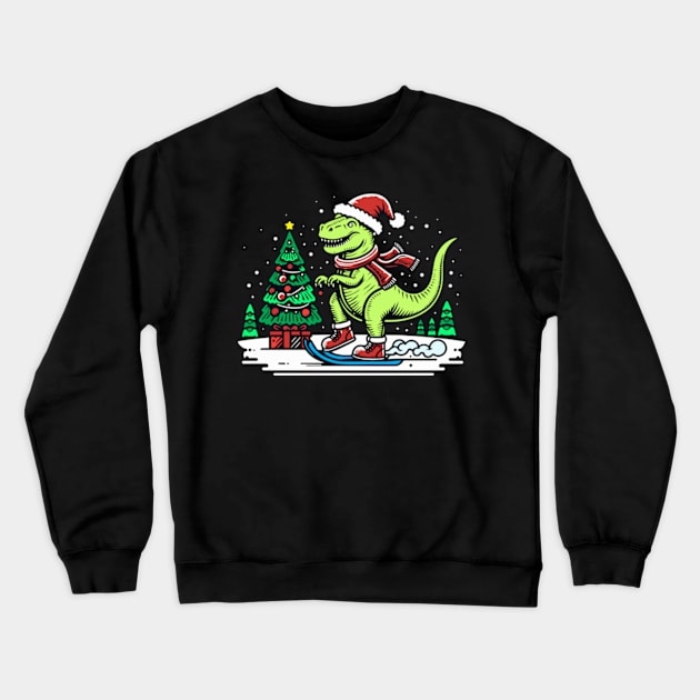 Christmas T-Rex Crewneck Sweatshirt by ArtFactoryAI